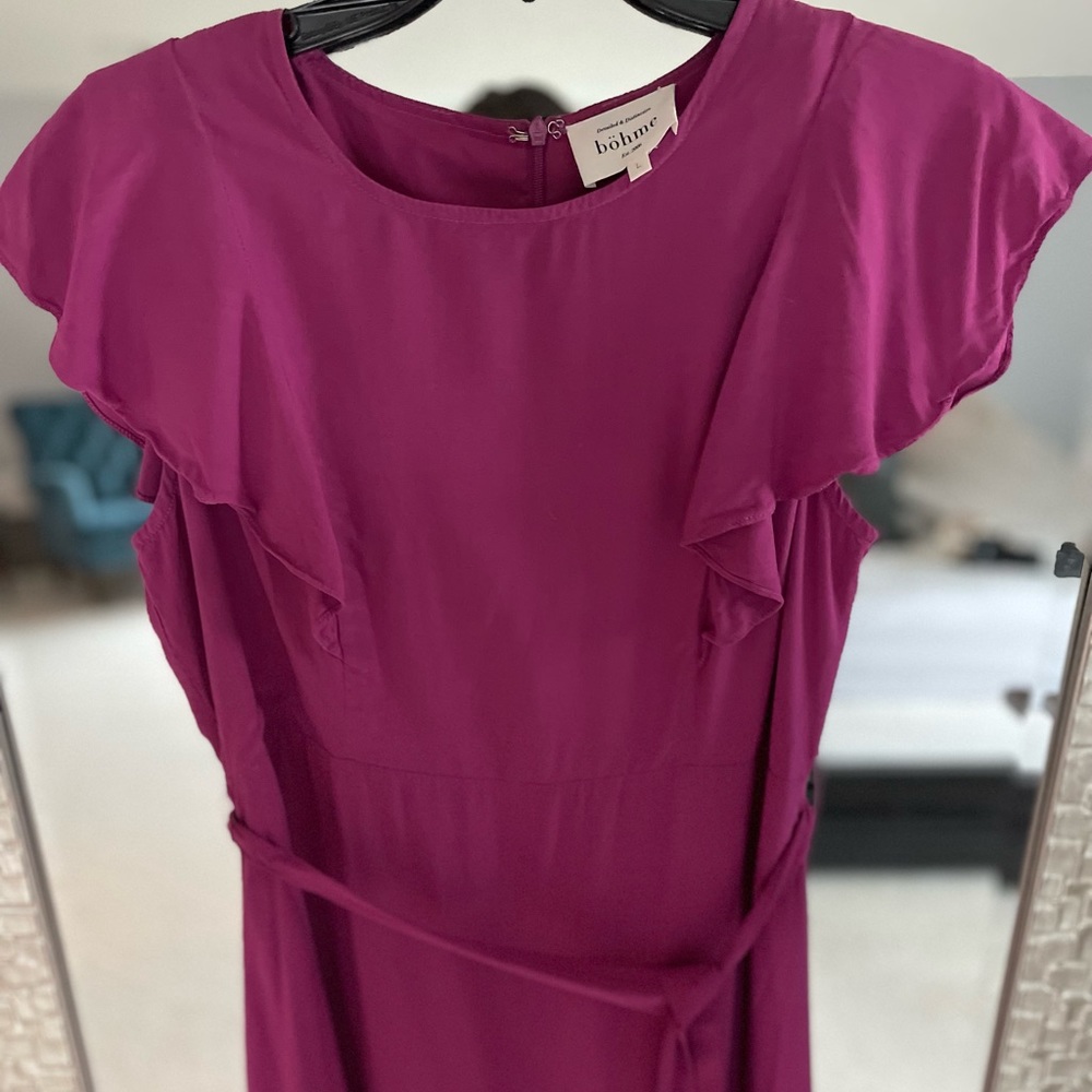 Purple flutter sleeve Bohme dress